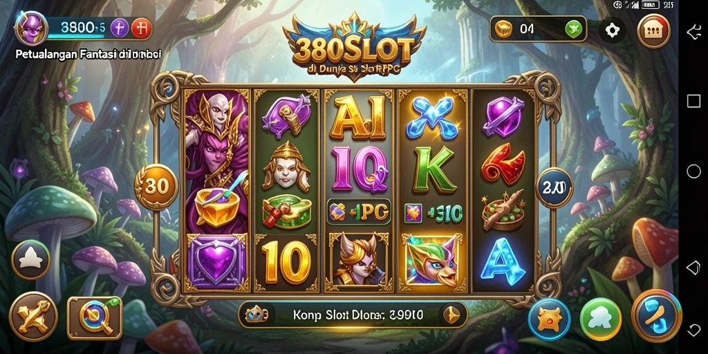 Tampilan permainan slot RPG dengan grafis menawan dan karakter beragam.