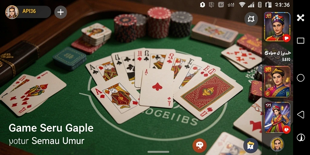 Tampilan gameplay seru dalam API36 dengan kartu Gaple yang menarik.