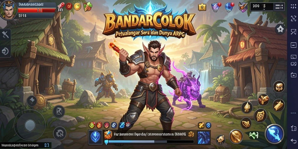 Tangkapan layar gameplay yang menampilkan pertarungan epik di <strong>BANDARCOLOK</strong>.