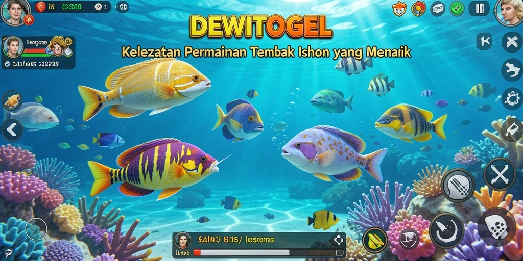 Screenshot gameplay seru DEWITOGEL dengan aksi menembak ikan.