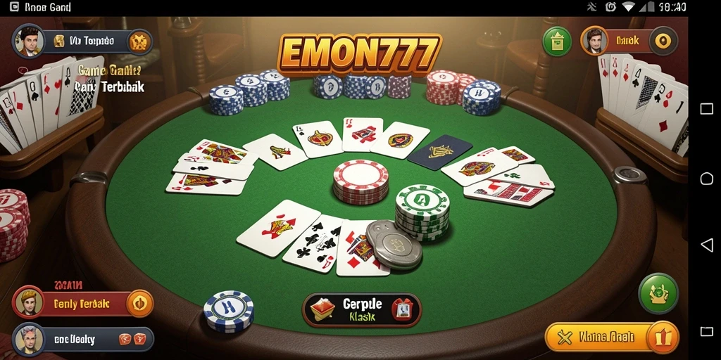 Screenshot EMON777 menampilkan gameplay Gaple yang seru dan menarik.