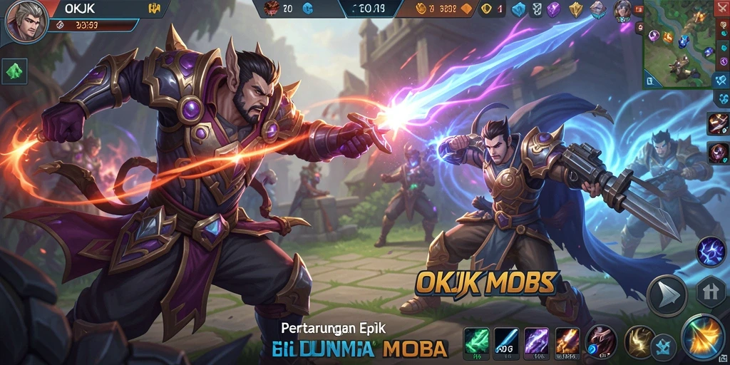 Tampilan menegangkan saat karakter bertarung di arena MOBA.