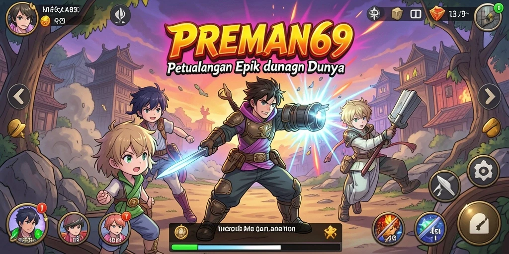 Tampilan grafis menarik dalam gameplay PREMAN69 dengan karakter anime.
