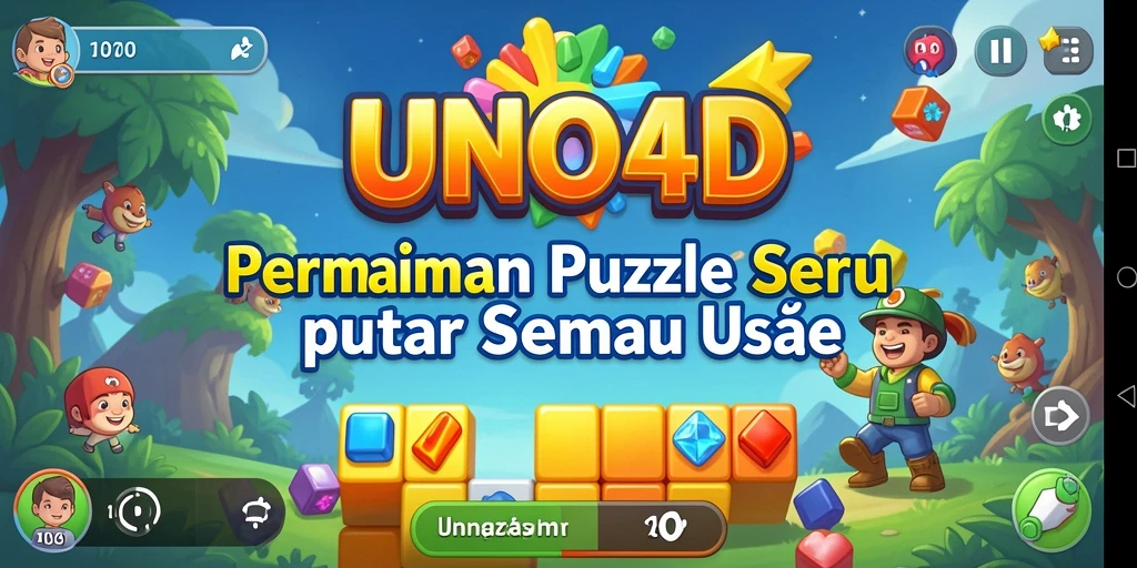 Gambaran utama gameplay seru dari permainan puzzle UNO4D.